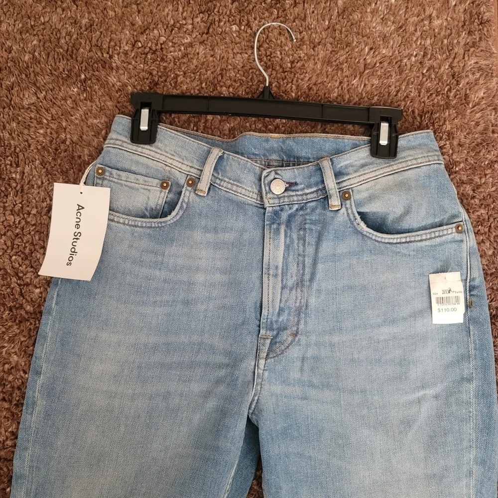 Acne Studio Light Blue Straight Leg Jeans with Subtle Fading | Size 28 X 32 - Picture 13 of 15